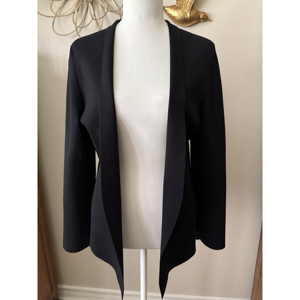 MM.LaFleur Black Open Front Knit Blazer Jacket XL Career‎ Minimalist